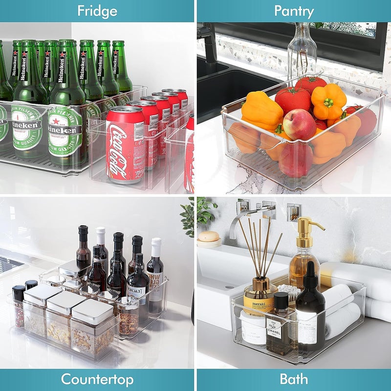 Snazzy Set Of 7 Fridge Organizer Stackable Refrigerator Organizer Bins with Lids Kitchen Organization and Storage Clear Plastic Storage Bins BPAFree Pantry Storage Bins for Food Drinks Vegetable - Image 5