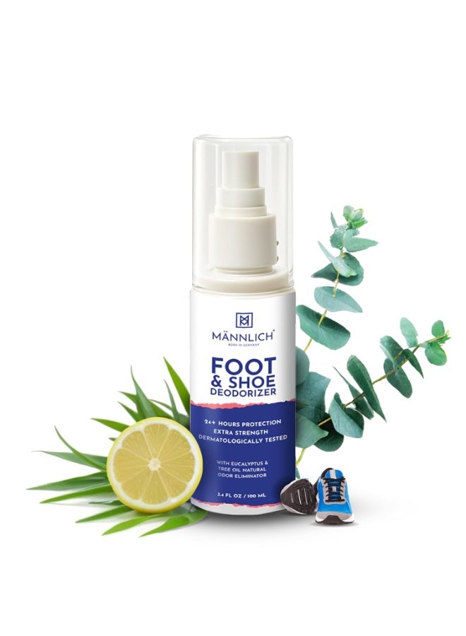 مانليش بخاخ مزيل لرائحة الأحذية والقدمين من مانليتش - مزيل للروائح والروائح للأحذية والجوارب، أكثر من 600 بخة في زجاجة، مهدئ للبشرة، غير مهيج، عضوي وخالٍ من القسوة، ينعش الأقدام المتعبة - 100 مل - Image 1