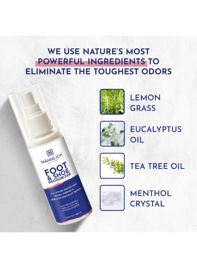 مانليش بخاخ مزيل لرائحة الأحذية والقدمين من مانليتش - مزيل للروائح والروائح للأحذية والجوارب، أكثر من 600 بخة في زجاجة، مهدئ للبشرة، غير مهيج، عضوي وخالٍ من القسوة، ينعش الأقدام المتعبة - 100 مل - Image 2