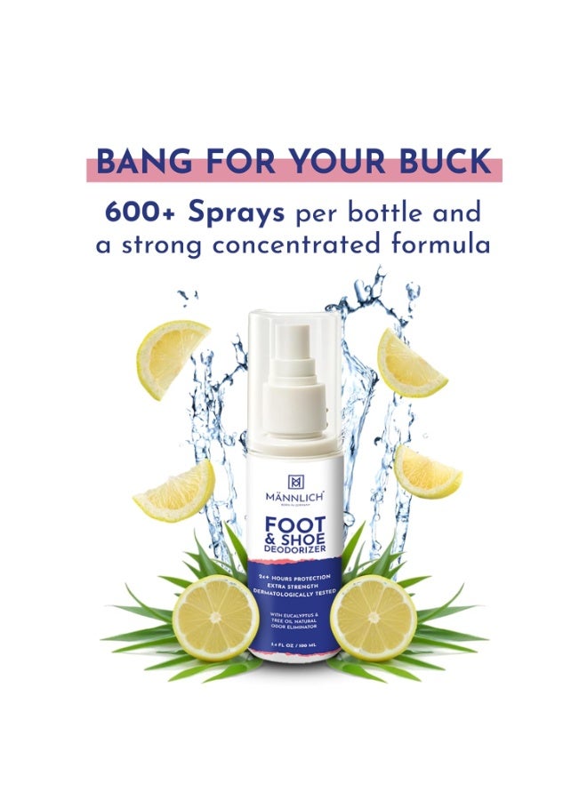 مانليش بخاخ مزيل لرائحة الأحذية والقدمين من مانليتش - مزيل للروائح والروائح للأحذية والجوارب، أكثر من 600 بخة في زجاجة، مهدئ للبشرة، غير مهيج، عضوي وخالٍ من القسوة، ينعش الأقدام المتعبة - 100 مل - Image 4