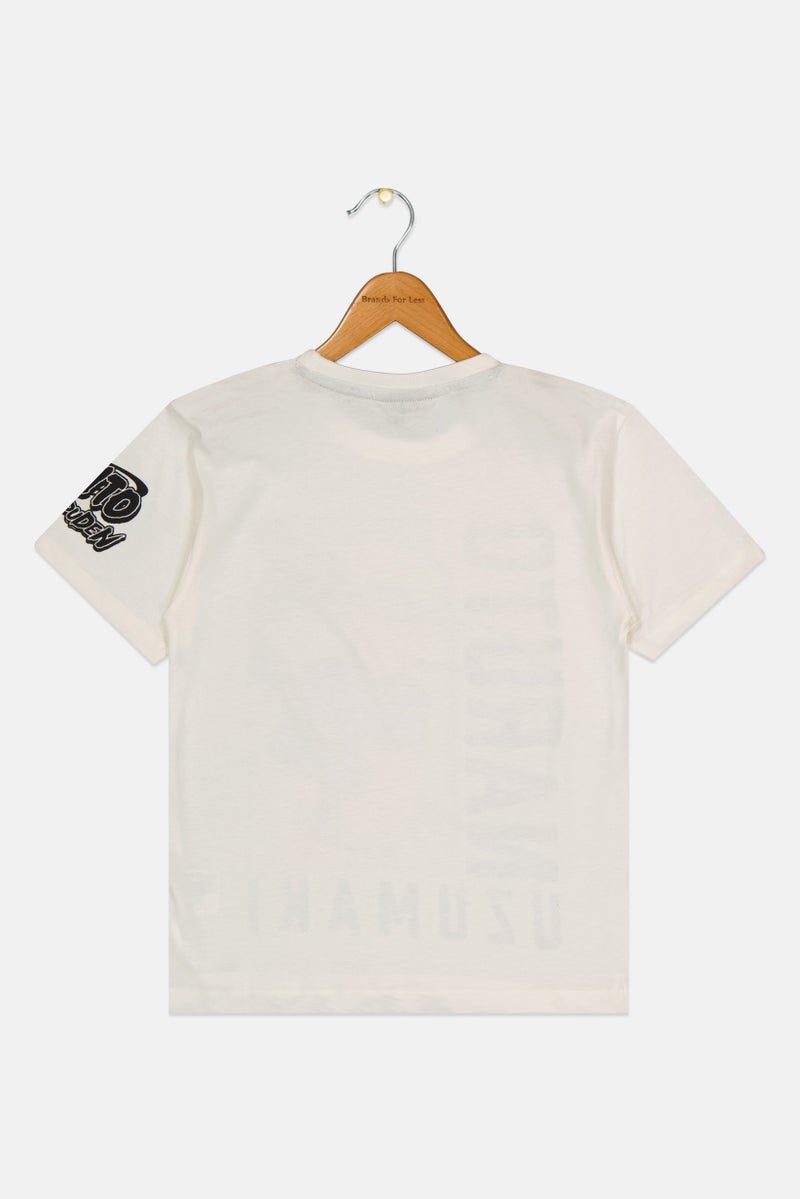 Naruto Kids Boy Crew Neck Short Sleeve Shippuden T-Shirt, Off White - Image 3