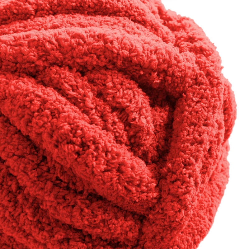 HouseABC Chunky Yarn for Hand Knitting Soft Jumbo Bulky Fluffy Chenille Yarn for Crocheting Blanket Scarf DIY 8 Pack (Red, 28yds, 8 Ounces Each) - Image 2