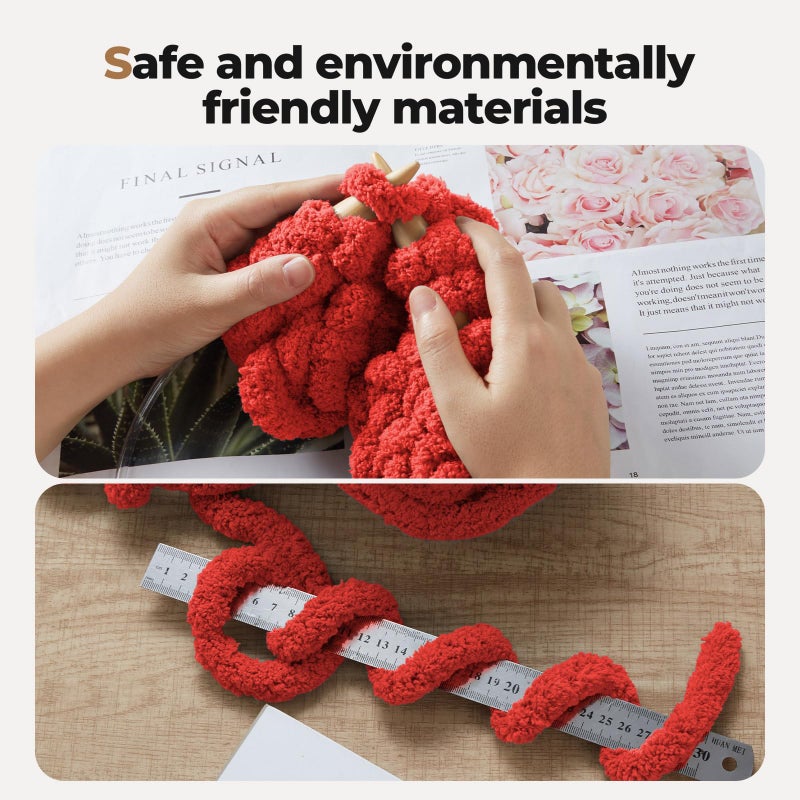 HouseABC Chunky Yarn for Hand Knitting Soft Jumbo Bulky Fluffy Chenille Yarn for Crocheting Blanket Scarf DIY 8 Pack (Red, 28yds, 8 Ounces Each) - Image 4