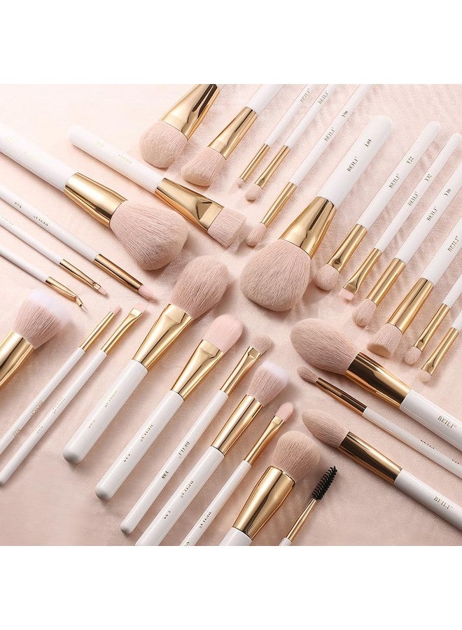 BEILI Makeup Brushes 30Pcs Professional Makeup Brush Set Premium Pink Vegan Synthetic Kabuki Foundation Blending Brush Face Powder Blush Concealers Eye Shadows Make Up Brush Set (White/Rose Gold) - Image 2