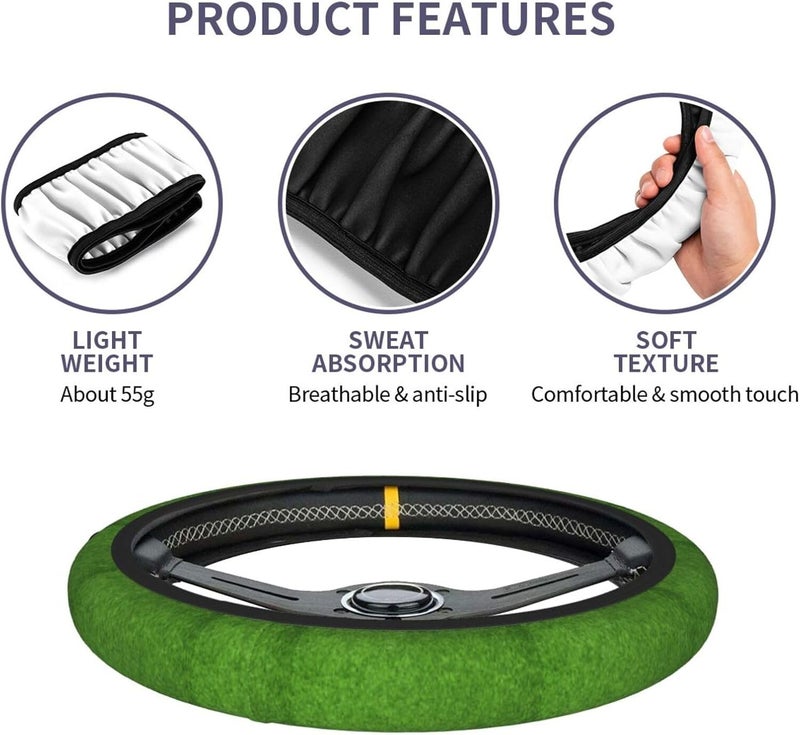 Car Steering Wheel Cover for Women Men, Non-Slip Breathable Steering Wheel, Beautiful Green Grass Steering Wheel Protector, Car Accessories - Image 5