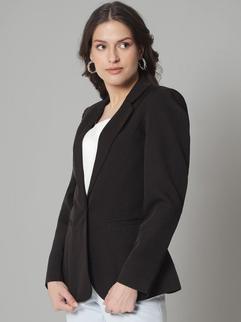 Powersutra Black Regular Fit Stretch Blazer for Women - Image 5