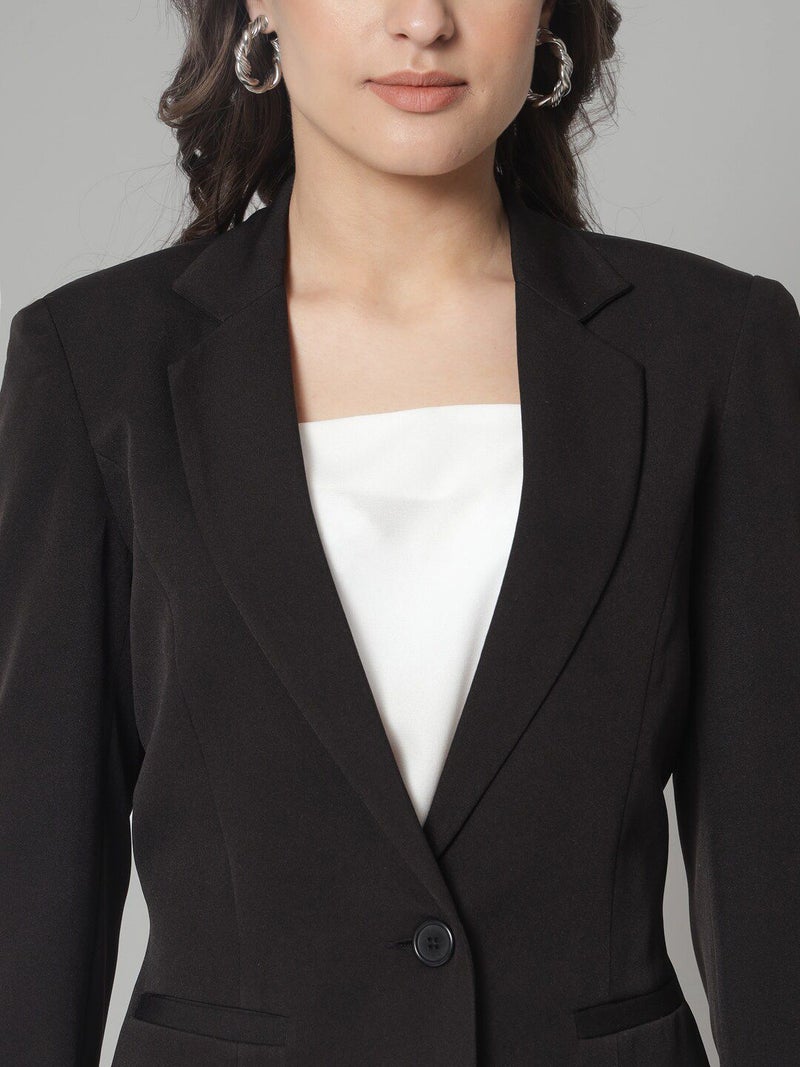 Powersutra Black Regular Fit Stretch Blazer for Women - Image 2