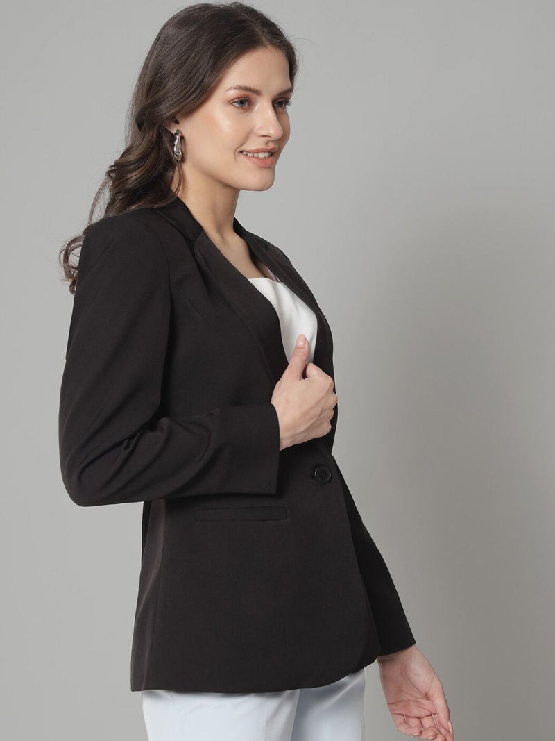 Powersutra Black Regular Fit Stretch Blazer for Women - Image 3