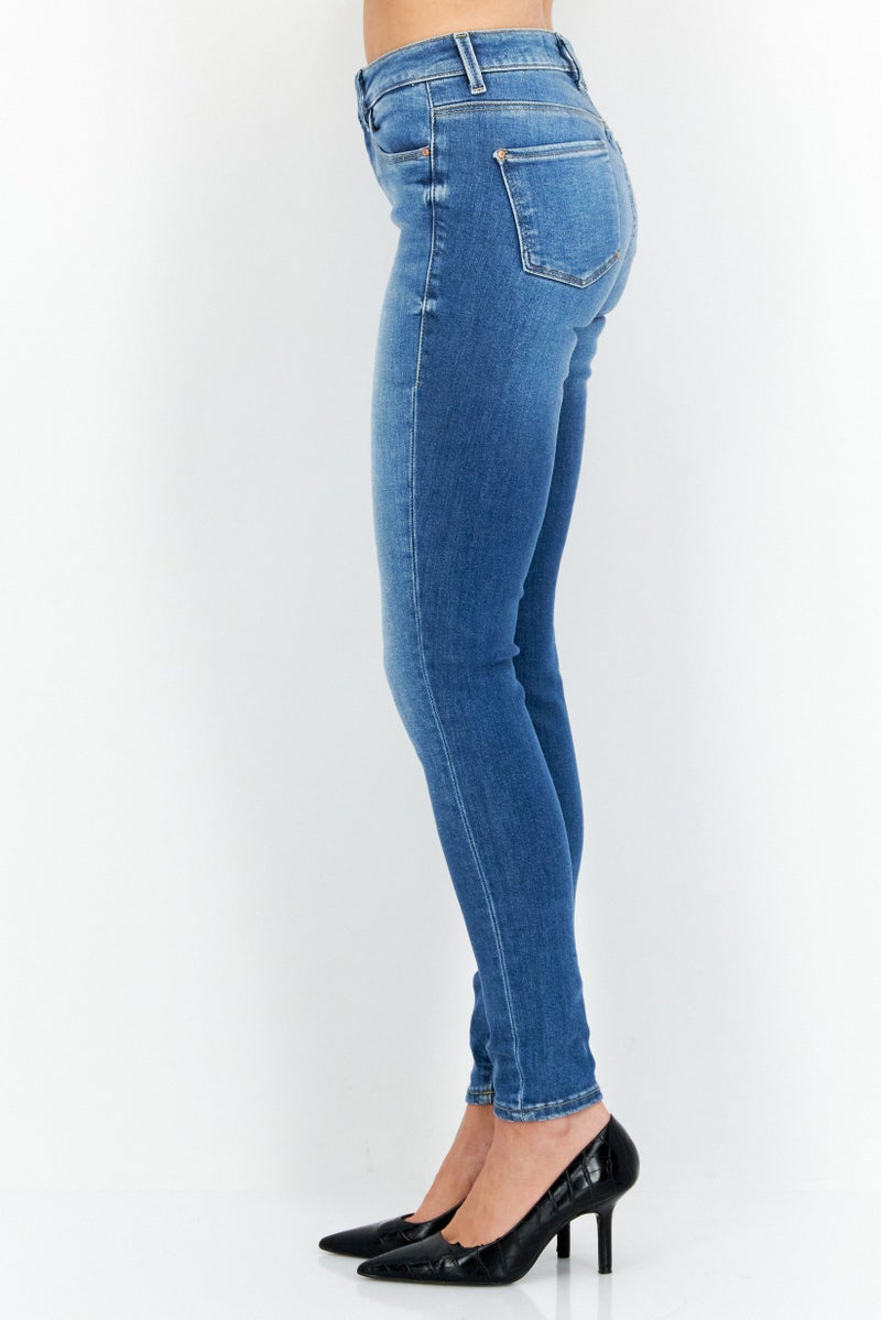 GUESS Women Skinny Fit Washed Denim Jeans, Blue - Image 2