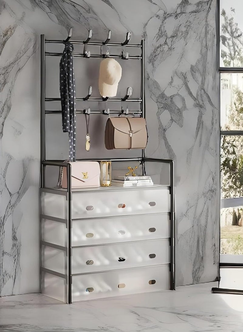 DubaiGallery 5-Layer Hall Tree with Metal Clothes Rail, Shoe Rack for Front Door Entrance, Entrance Shoe Rack with Coat Rack Multi-functional Entryway Storage Organizer for Home, Hallway, Bedroom - Image 2