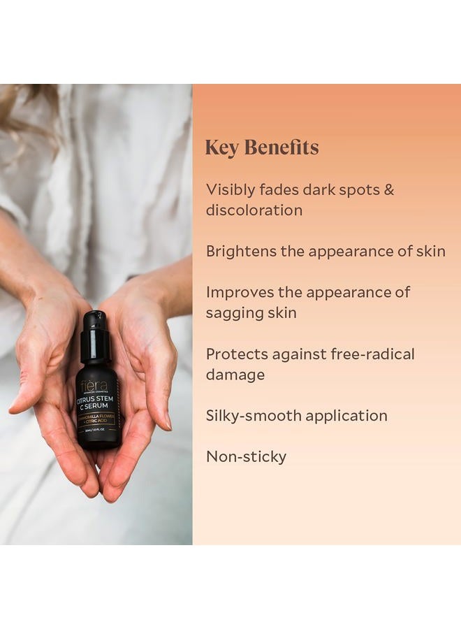 Fièra Vitamin C Serum with Hyaluronic Acid and Citrus Stem Cells - Advanced Anti-Aging Serum for Brightening, Firming, and Hydrating Face & Eye Area - For Mature Skin - 1 FL. OZ. / 30 ML - Image 2