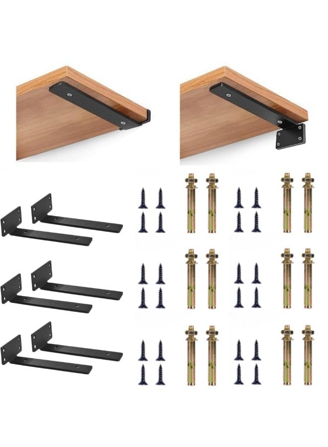 McDou 6 Pack Shelf Brackets,Heavy Duty Metal L-shaped Brackets with Install Screws,Wall Mount Shelves Support,6 Inch - Image 1