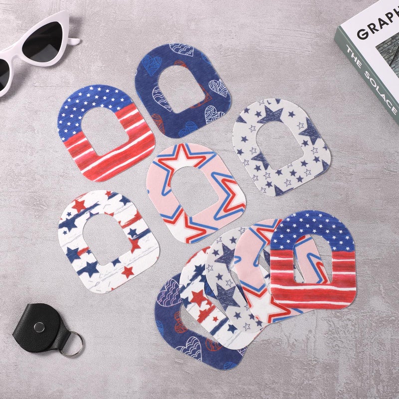 XIHIRCD 25pcs Adhesive Patches for Omnipod, 4th of July Independence Day CGM Patch Protector Waterproof Overpatch Sweatproof Tape Pre-Cut Sensor Sticker Cover Compatible with Omnipod 5 Over Patch (5 Styles) - Image 3