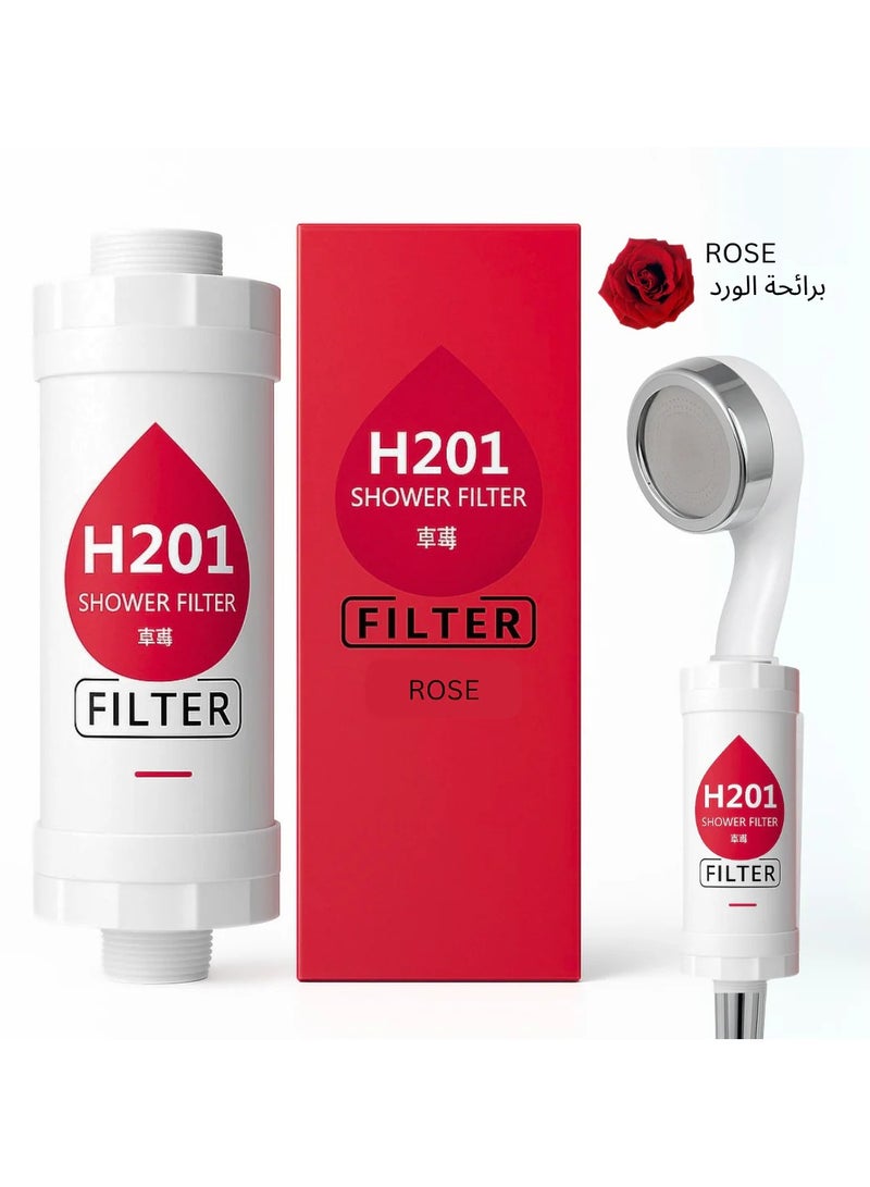 H201 Rose Vitamin C Shower Filter – 98% Chlorine Removal, Hard Water Softener for Hair & Skin Care – Prevents Dry Skin, Hair Loss – Rust Removal Shower Head Filter  - Image 1