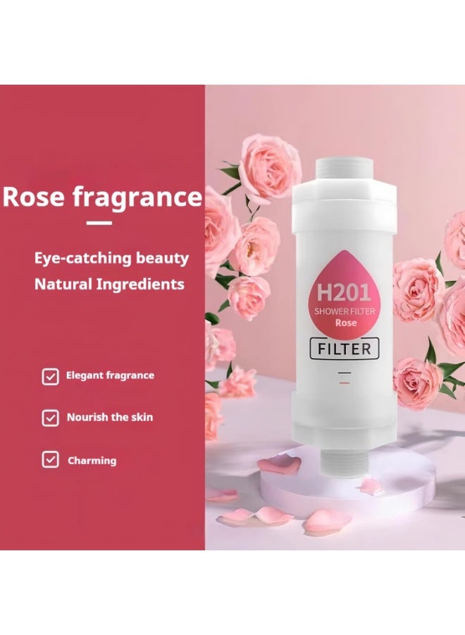 H201 Rose Vitamin C Shower Filter – 98% Chlorine Removal, Hard Water Softener for Hair & Skin Care – Prevents Dry Skin, Hair Loss – Rust Removal Shower Head Filter  - Image 2
