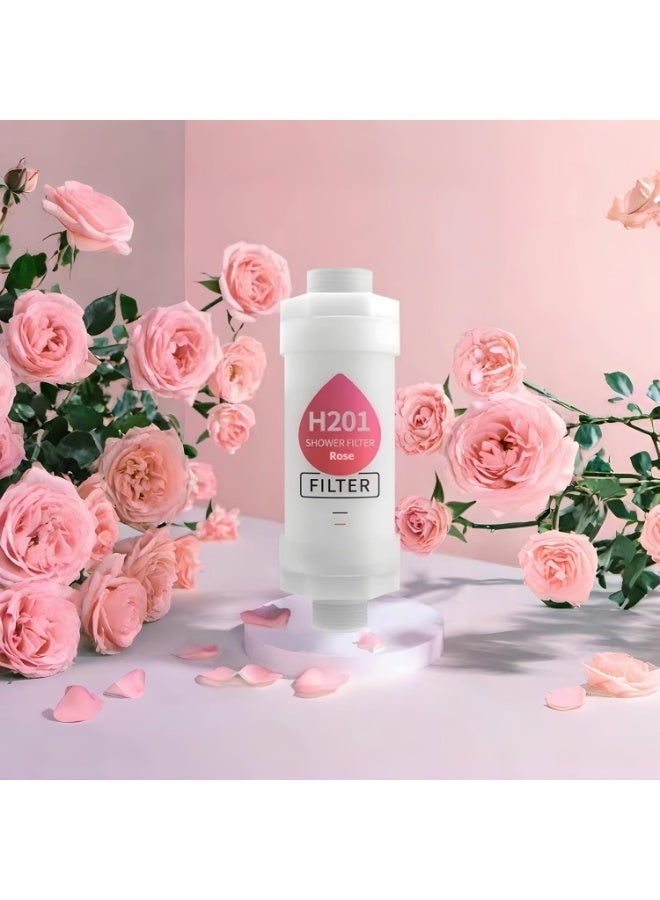اتش 201 فلتر استحمام بفيتامين سي-روز للشعر والبشرة - يزيل 98% من الكلور، ويُنعم المياه العسيرة، ويمنع الجفاف وتساقط الشعر - Image 1