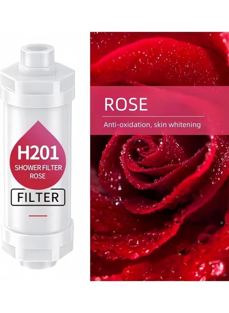 اتش 201 فلتر استحمام بفيتامين C برائحة الورد – يزيل 98% من الكلور – ينعّم المياه العسيرة – يحمي الشعر والبشرة ويقلل الجفاف وتساقط الشعر - Image 1