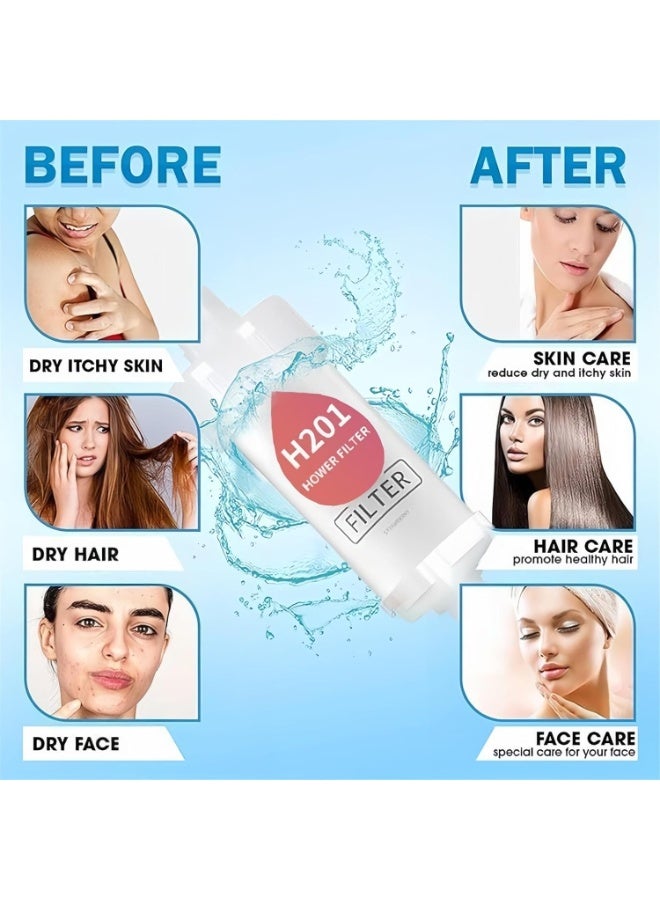 اتش 201 فلتر استحمام بفيتامين C برائحة الورد – يزيل 98% من الكلور – ينعّم المياه العسيرة – يحمي الشعر والبشرة ويقلل الجفاف وتساقط الشعر - Image 3