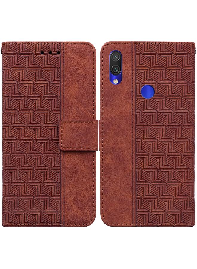 The Bros Case For Xiaomi Redmi Note 7S / Note 7 Geometric Embossed Leather Phone Case
