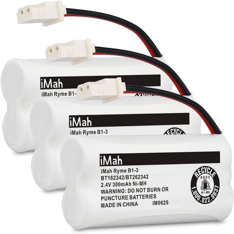 iMah BT162342/BT262342 Cordless Phone Batteries Compatible with VTech CS6409 CS6419 CS6429 CS80100 AT&T CL81101 EL5210 EL52400 Handset Telephone (Pack of 3) - Image 1