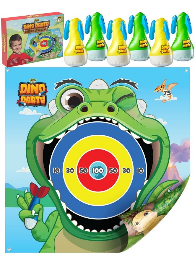 YoYa Toys Dinosaur Inflatable Lawn Darts Game For Kids & Adults | Double-Sided Mat | Fun Family Sports & Outdoor Play Toys | Great For The Backyard, Beach, Party, Game Night, Camping  - Image 1