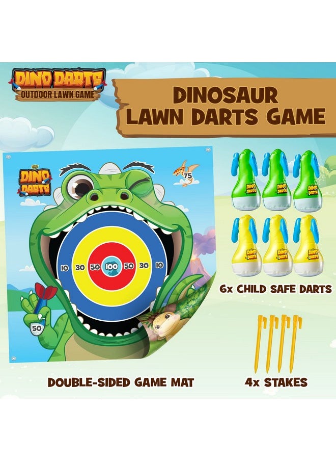 YoYa Toys Dinosaur Inflatable Lawn Darts Game For Kids & Adults | Double-Sided Mat | Fun Family Sports & Outdoor Play Toys | Great For The Backyard, Beach, Party, Game Night, Camping  - Image 2