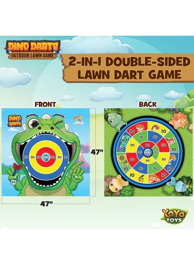 YoYa Toys Dinosaur Inflatable Lawn Darts Game For Kids & Adults | Double-Sided Mat | Fun Family Sports & Outdoor Play Toys | Great For The Backyard, Beach, Party, Game Night, Camping  - Image 3