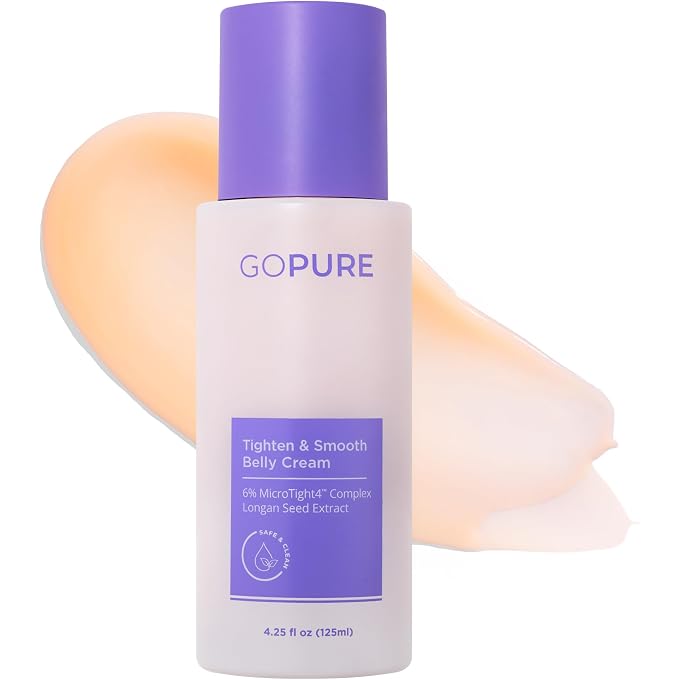 goPure Firming Belly Cream - Dermatologist-Developed Moisturizer with MicroTight4 Complex - Green Microalgae, Longan Seed, Copper Tripeptide-1 - Quick Absorbing for Smooth, Firmer-looking Skin - Image 1