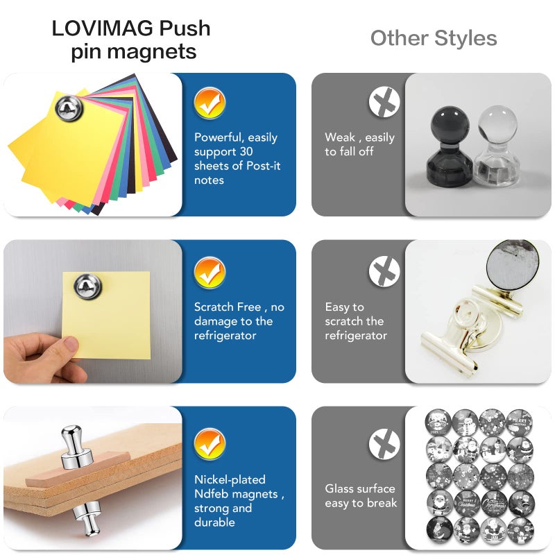 LOVIMAG Fridge Magnets 12Pcs Refrigerator Whiteboard Small Strong Magnet Classroom Kitchen Accessories Decorative Locker Set Decor Must Haves Office Calendar Refrigerador Magnetic Cute Crafts Silver - Image 5