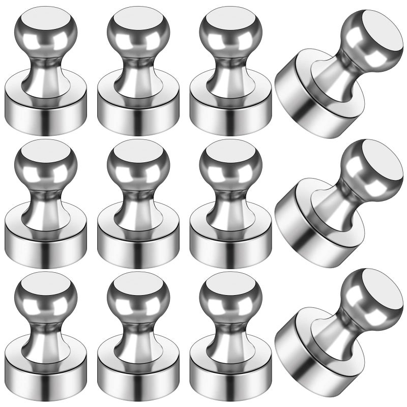 LOVIMAG Fridge Magnets 12Pcs Refrigerator Whiteboard Small Strong Magnet Classroom Kitchen Accessories Decorative Locker Set Decor Must Haves Office Calendar Refrigerador Magnetic Cute Crafts Silver - Image 1
