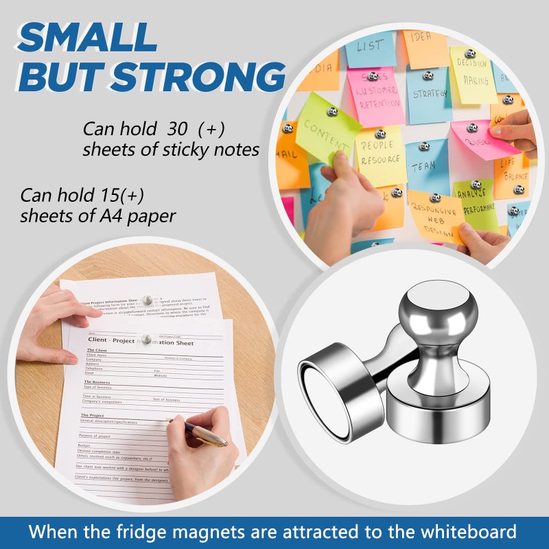 LOVIMAG Fridge Magnets 12Pcs Refrigerator Whiteboard Small Strong Magnet Classroom Kitchen Accessories Decorative Locker Set Decor Must Haves Office Calendar Refrigerador Magnetic Cute Crafts Silver - Image 3