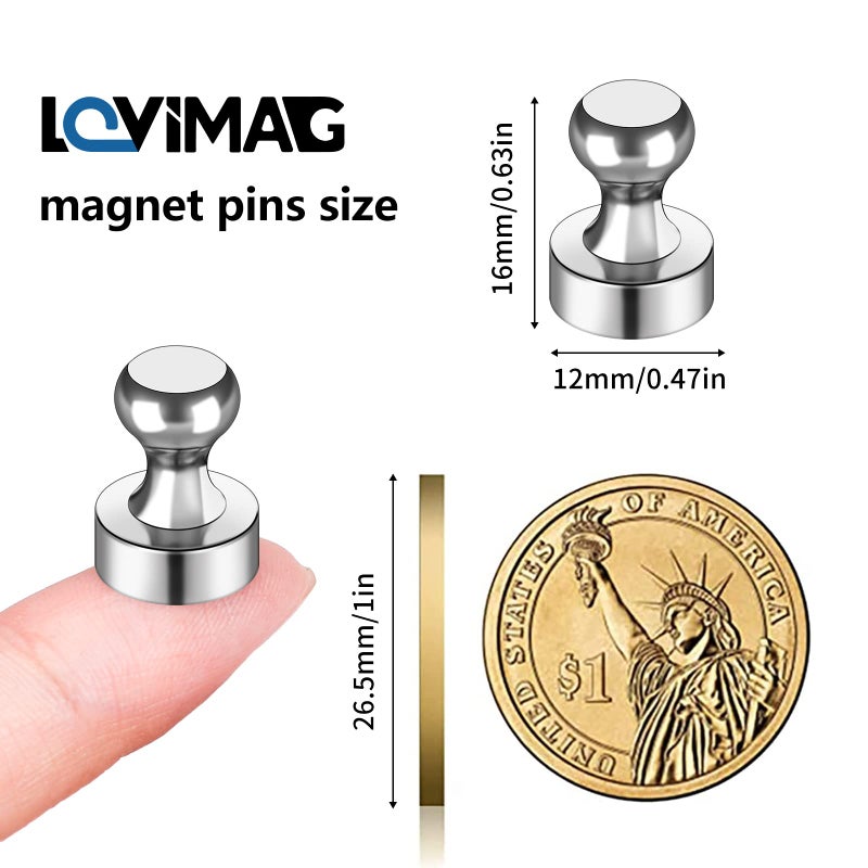 LOVIMAG Fridge Magnets 12Pcs Refrigerator Whiteboard Small Strong Magnet Classroom Kitchen Accessories Decorative Locker Set Decor Must Haves Office Calendar Refrigerador Magnetic Cute Crafts Silver - Image 2