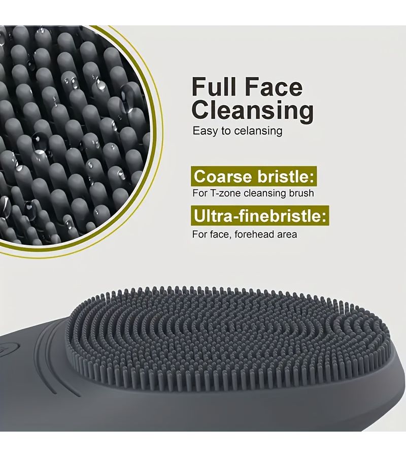 Pink Electric Soft Silicone Facial Cleansing Brush Sonic Vibration Deep Clean - Image 3