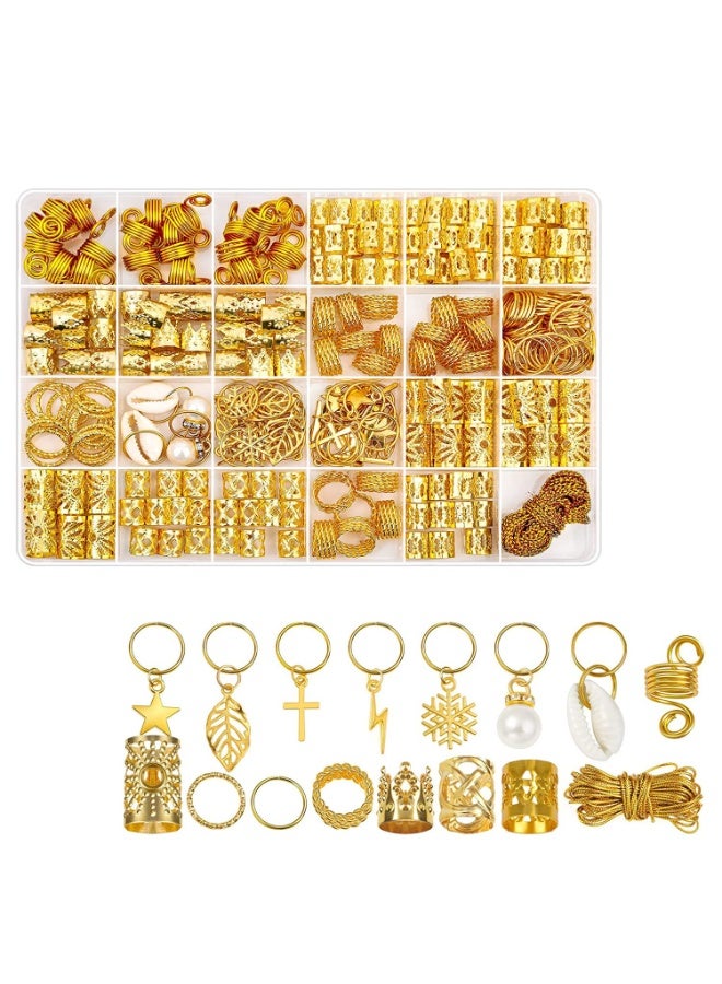 كيلا Joyzzz 259 قطعة من مجوهرات شعر Loc للضفائر، مجوهرات معدنية ذهبية دلايات شعر للنساء والرجال، خواتم ذهبية وأصفاد ومشابك إكسسوارات Dreadlock وضفائر للشعر وزخارف مجوهرات الضفائر - Image 1