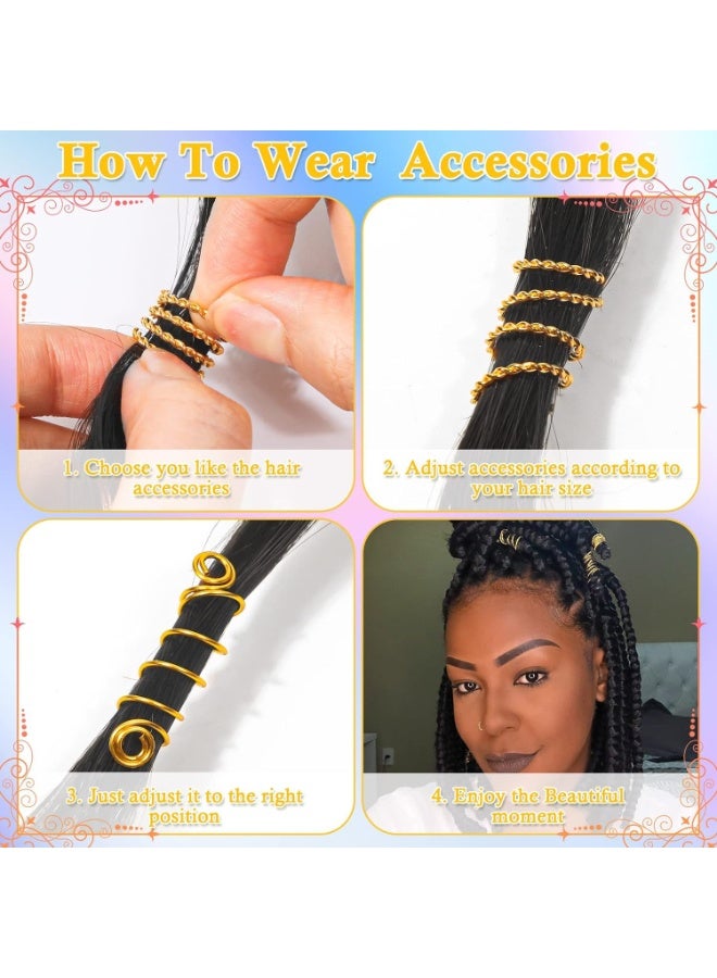 كيلا Joyzzz 259 قطعة من مجوهرات شعر Loc للضفائر، مجوهرات معدنية ذهبية دلايات شعر للنساء والرجال، خواتم ذهبية وأصفاد ومشابك إكسسوارات Dreadlock وضفائر للشعر وزخارف مجوهرات الضفائر - Image 5