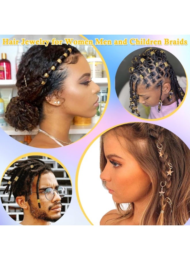 كيلا Joyzzz 259 قطعة من مجوهرات شعر Loc للضفائر، مجوهرات معدنية ذهبية دلايات شعر للنساء والرجال، خواتم ذهبية وأصفاد ومشابك إكسسوارات Dreadlock وضفائر للشعر وزخارف مجوهرات الضفائر - Image 2