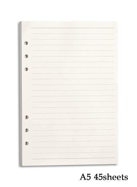 45 Sheets A5 Refill Paper, 6-Hole Filler Inserts Ruled Loose Leaf Paper for 6 Ring A5 Binder Planner Journal Notebook