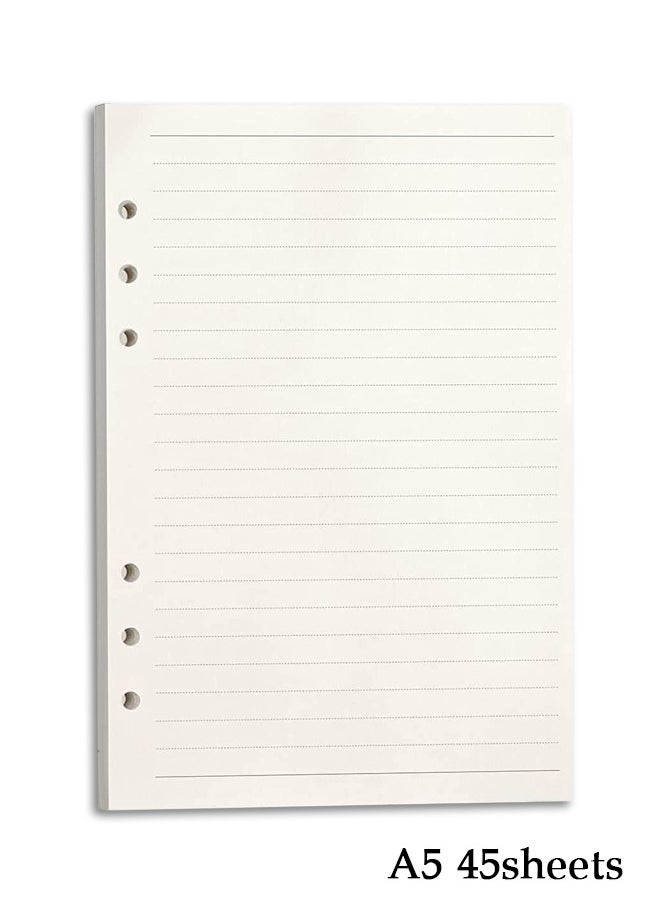Generic - 45 Sheets A5 Refill Paper, 6-Hole Filler Inserts Ruled Loose Leaf Paper for 6 Ring A5 Binder Planner Journal Notebook - Image 1
