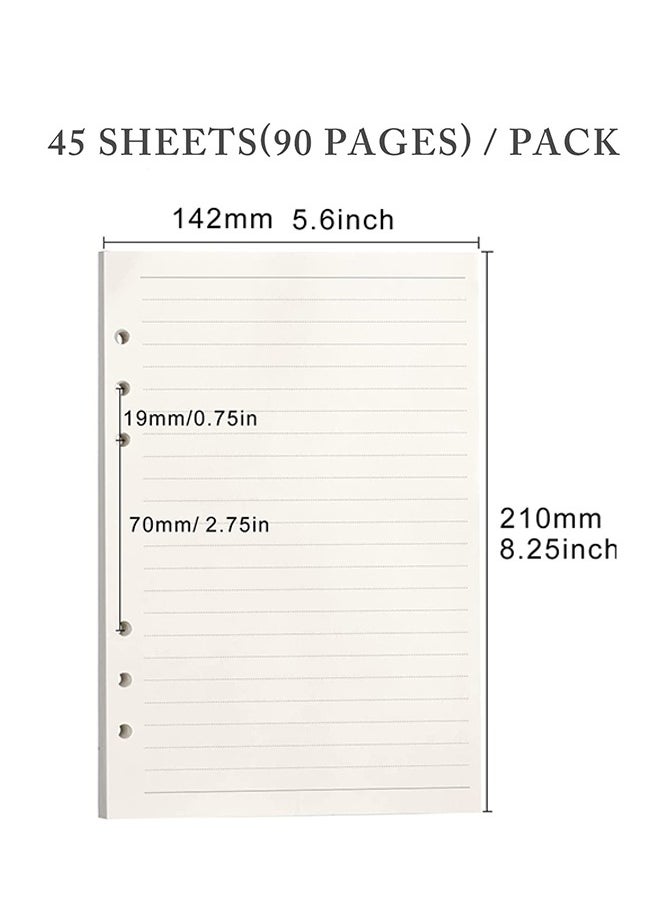 Generic - 45 Sheets A5 Refill Paper, 6-Hole Filler Inserts Ruled Loose Leaf Paper for 6 Ring A5 Binder Planner Journal Notebook - Image 1