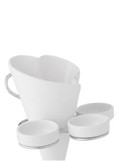 White Porcelain Potato and Chips Holder With Stainless steel Holder