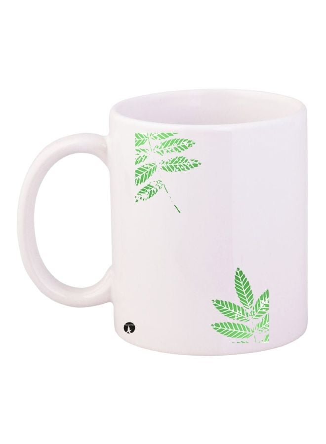 Cartoon Printed Coffee Mug White/Blue/Green 11ounce