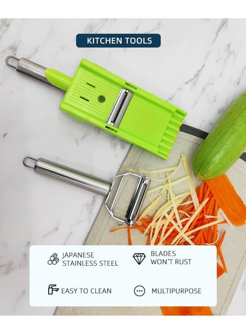 SYOSI Julienne Peeler for Kitchen, Multifunctional 2-in-1 Vegetable and Fruit Peeler Set, Includes Slicer and Grating Plate, Stainless Steel Sharp Dual Blades for Julienne Cuts - Image 2
