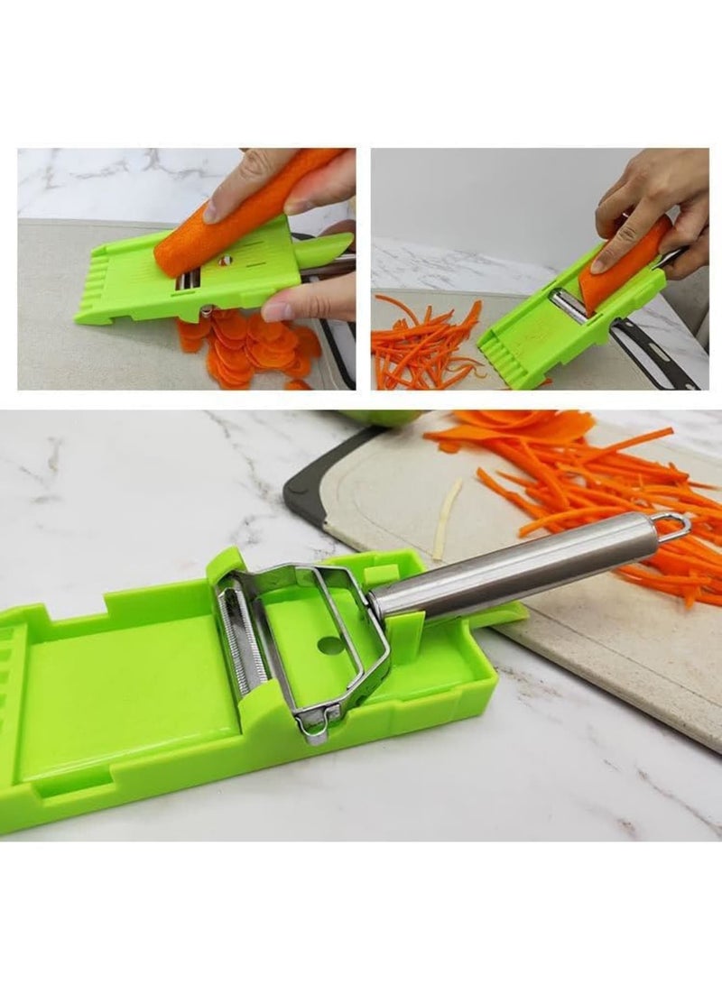 SYOSI Julienne Peeler for Kitchen, Multifunctional 2-in-1 Vegetable and Fruit Peeler Set, Includes Slicer and Grating Plate, Stainless Steel Sharp Dual Blades for Julienne Cuts - Image 4