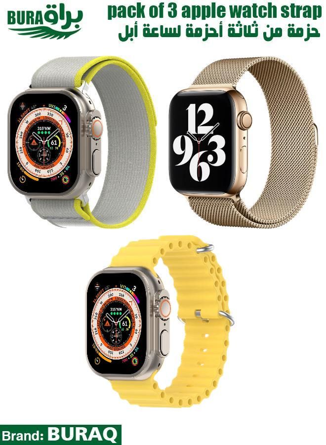 BURAQ Apple Watch Band Strap For Apple Watch Ultra 2/Ultra 49mm, Series 10 46mm, 9/8/7 45mm, SE2/SE/6/5/4 44mm, 3/2/1 42mm