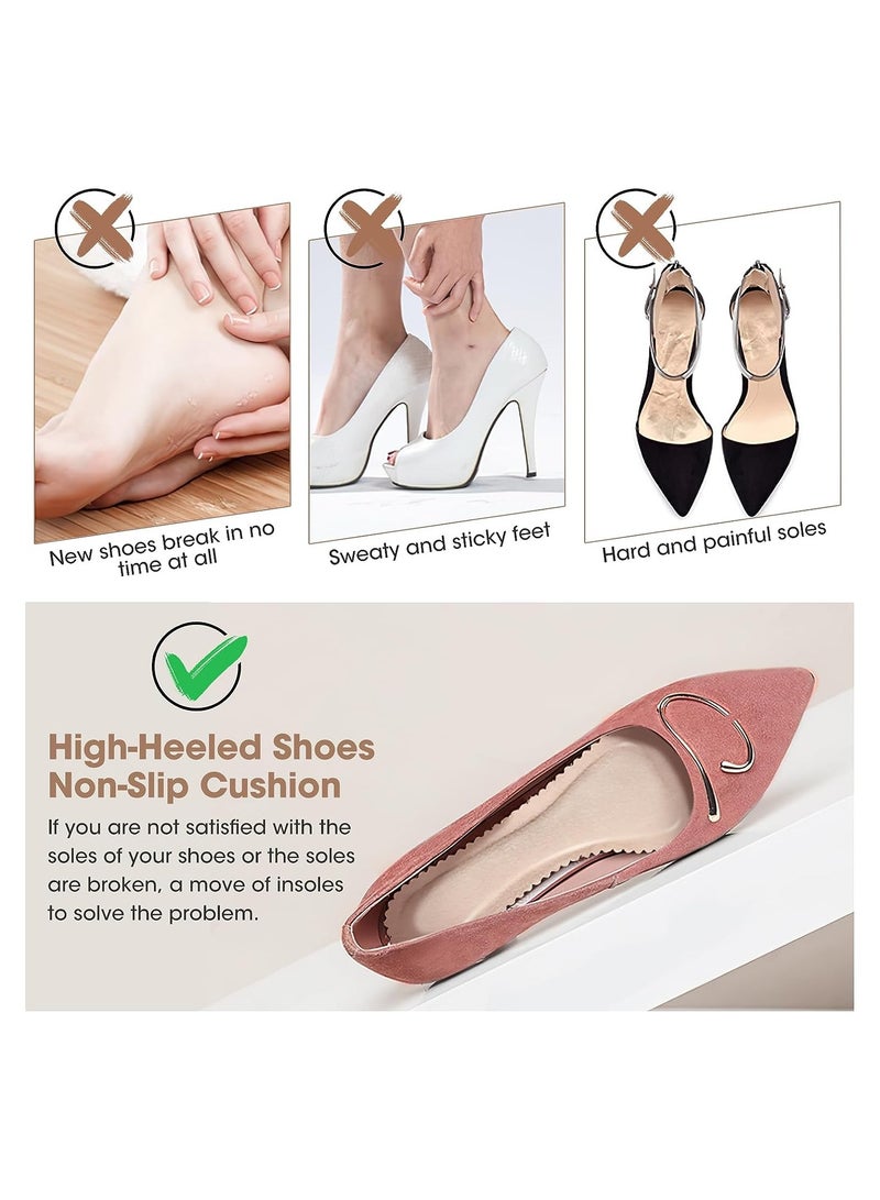 KASTWAVE 4 Pair Soft Sweat Absorbing High Heel Insole Self-Adhesive Non-Slip Insoles for Sandals Leather Shoe Pads for Women Summer Sandals High Heels Use Free Size - Image 2
