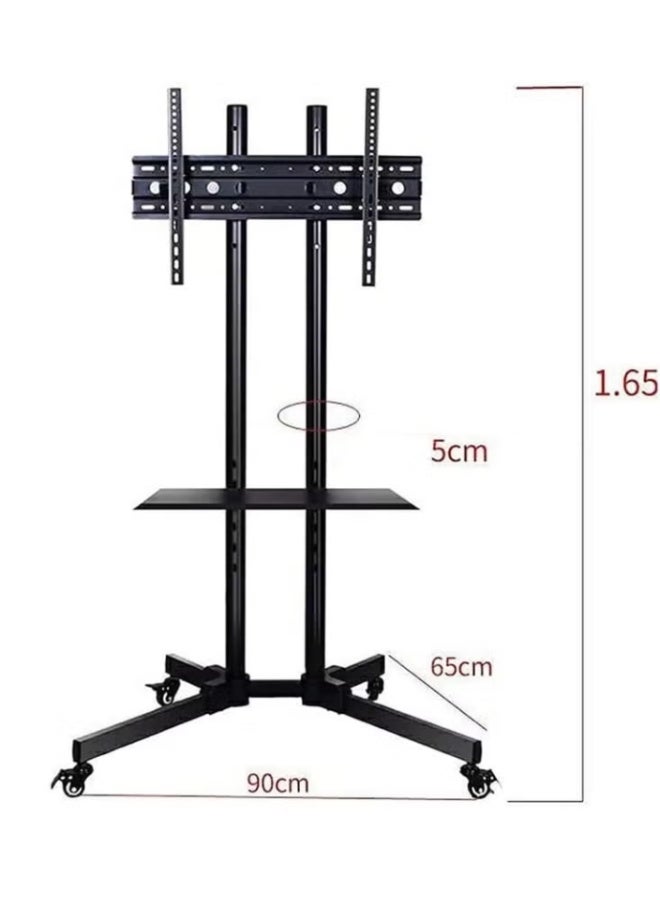 سكيل تك حامل تلفزيون مع حامل قابل لتعديل الارتفاع على عجلات قابلة للقفل للشاشات المسطحة والمنحنية مقاس 32-65 بوصة بما في ذلك رف قابل للإزالة للمعدات السمعية والبصرية وأجهزة الكمبيوتر المحمولة - Image 2