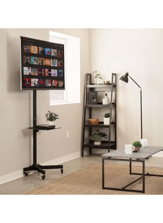 سكيل تك حامل تلفزيون مع حامل قابل لتعديل الارتفاع على عجلات قابلة للقفل للشاشات المسطحة والمنحنية مقاس 32-65 بوصة بما في ذلك رف قابل للإزالة للمعدات السمعية والبصرية وأجهزة الكمبيوتر المحمولة - Image 4