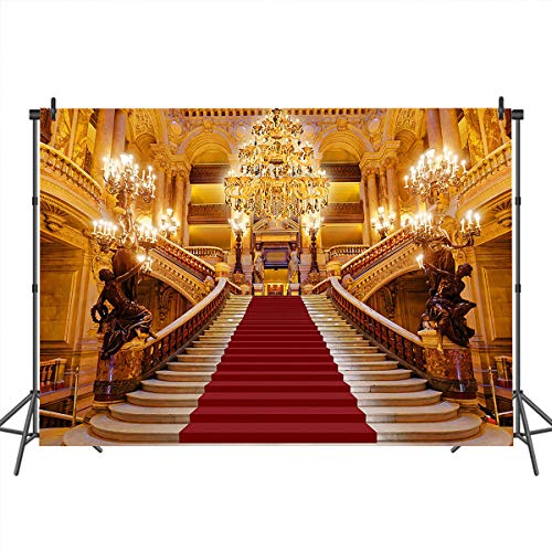 Mocsicka Golden Palace Backdrop Red Carpet Backdrop for Photoshoot European Castle Staircase Photography Background Wedding Birthday Ceremony Prom Party Decorations - Image 5