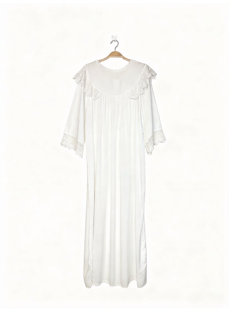 Orchid Lace White Nightgown—Comfortable and Breathable Sleepwear - Image 3