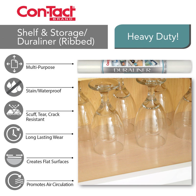 Con-Tact Brand Duraliner Shelf Liner, Non-Adhesive and Multi-Use Drawer Liner, Made of Vinyl, Waterproof Liner, 12" x 25', Diamond Clear - Image 4